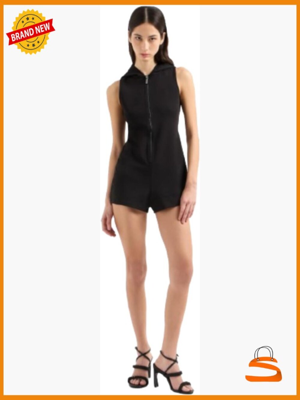 Hooded Neck Zipper Front Mini Jumpsuit Sleeveless Summer